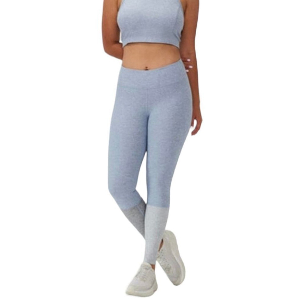 Outdoor Voices 7/8 Dipped Warmup Leggings Blue & Gray sz M
